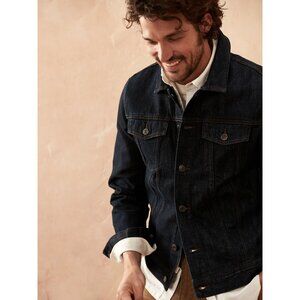 Banana Republic Black Coated Denim Trucker Jacket Men’s Small